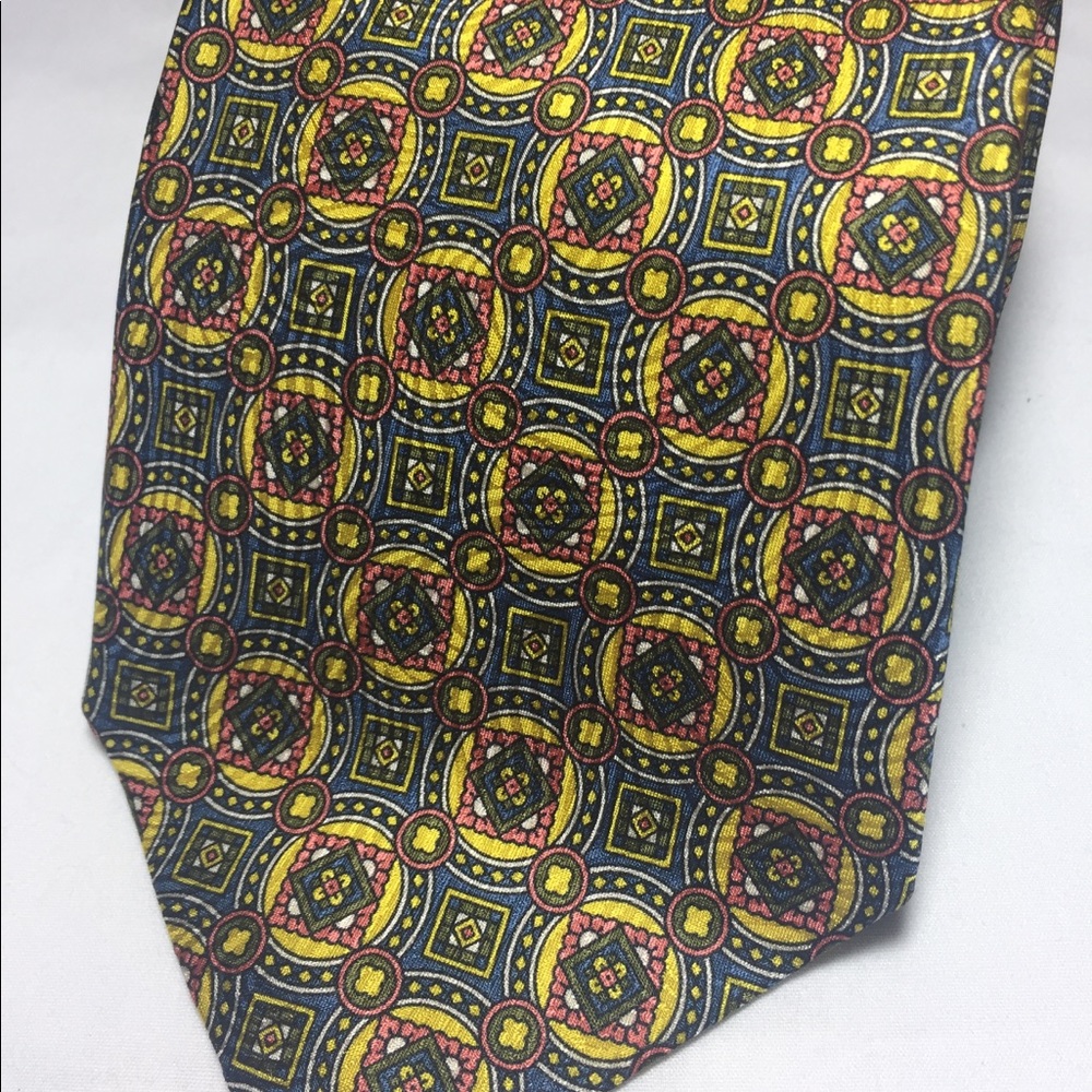 Bruni cravatte blue gold and red silk tie